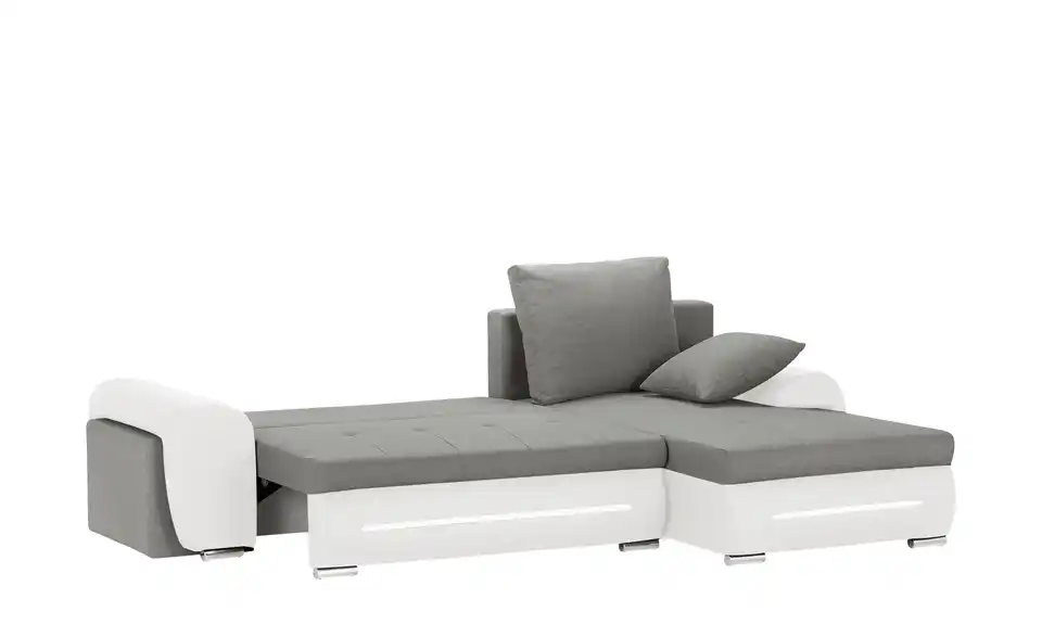 Ecksofa Emma rechts Weiß, Hellgrau
