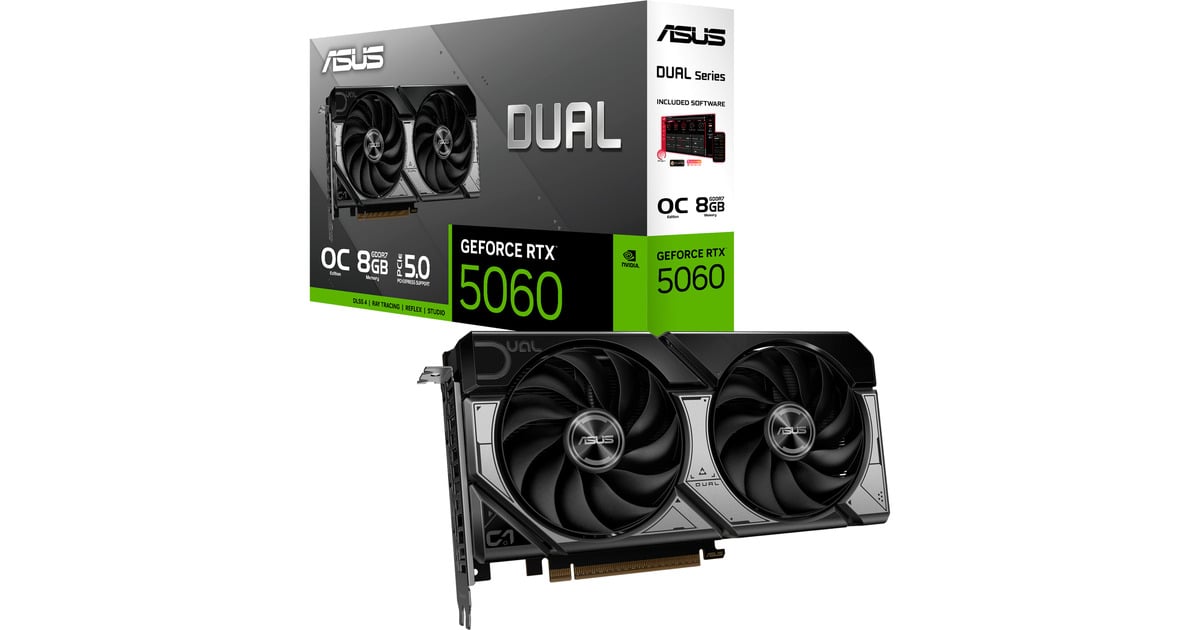 ASUSDUAL GeForce RTX 5060 OC 8G grafische kaart  (3x DisplayPort, 1x HDMI 2.1, DLSS 4)