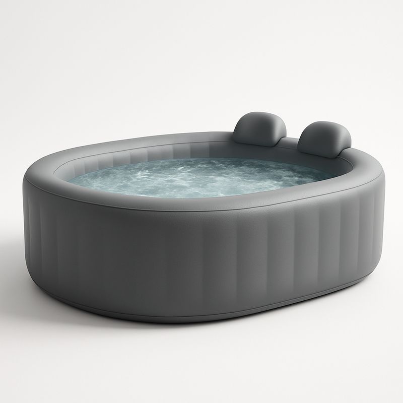 Aufblasbarer Whirlpool PVC Grau 180x120x65cm