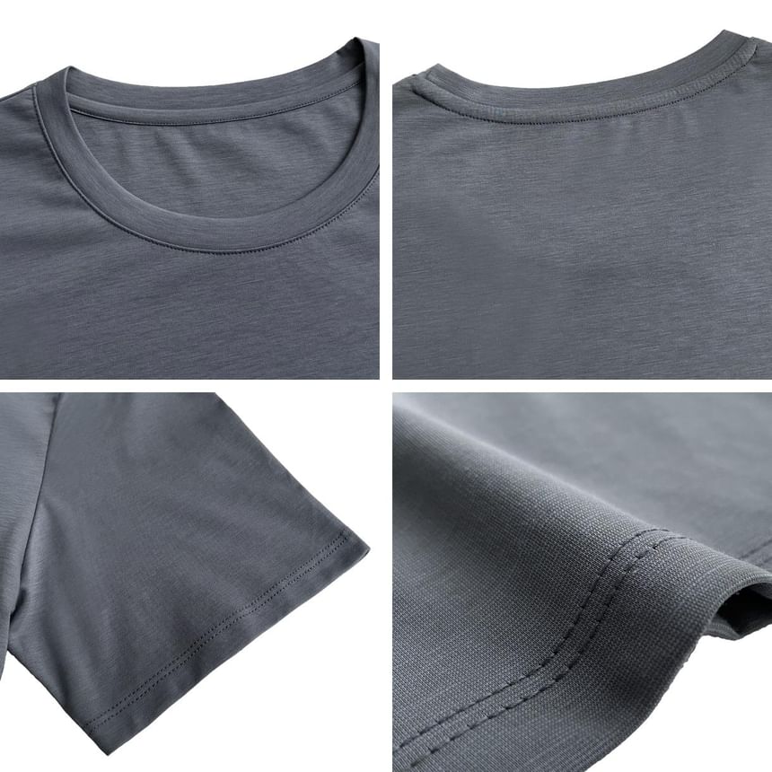 Remeefa - T-shirt met korte mouwen en ronde hals, effen