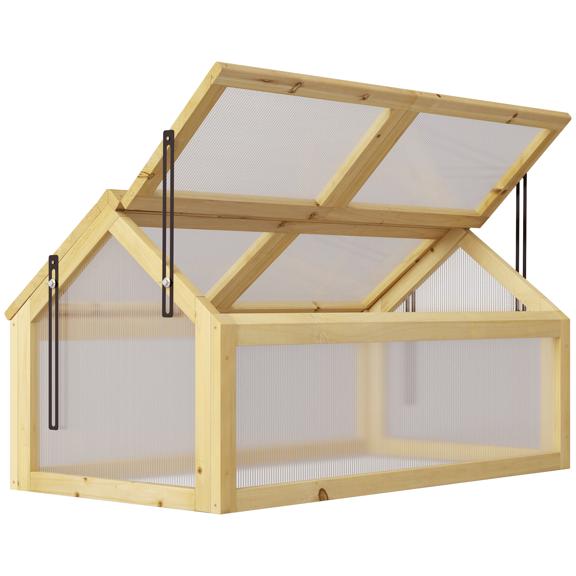 Estufa de jardim Outsunny com painéis de policarbonato, viveiro urbano com 4 janelas articuladas para cultivo de plantas e flores em terraços externos, 90x48x49,5 cm, transparente.