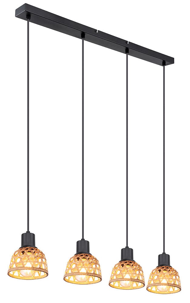WENNA Pendellampe braun, schwarz 54053-4, B/H/T: 72 x 120 x 13 cm, Metall, Holz