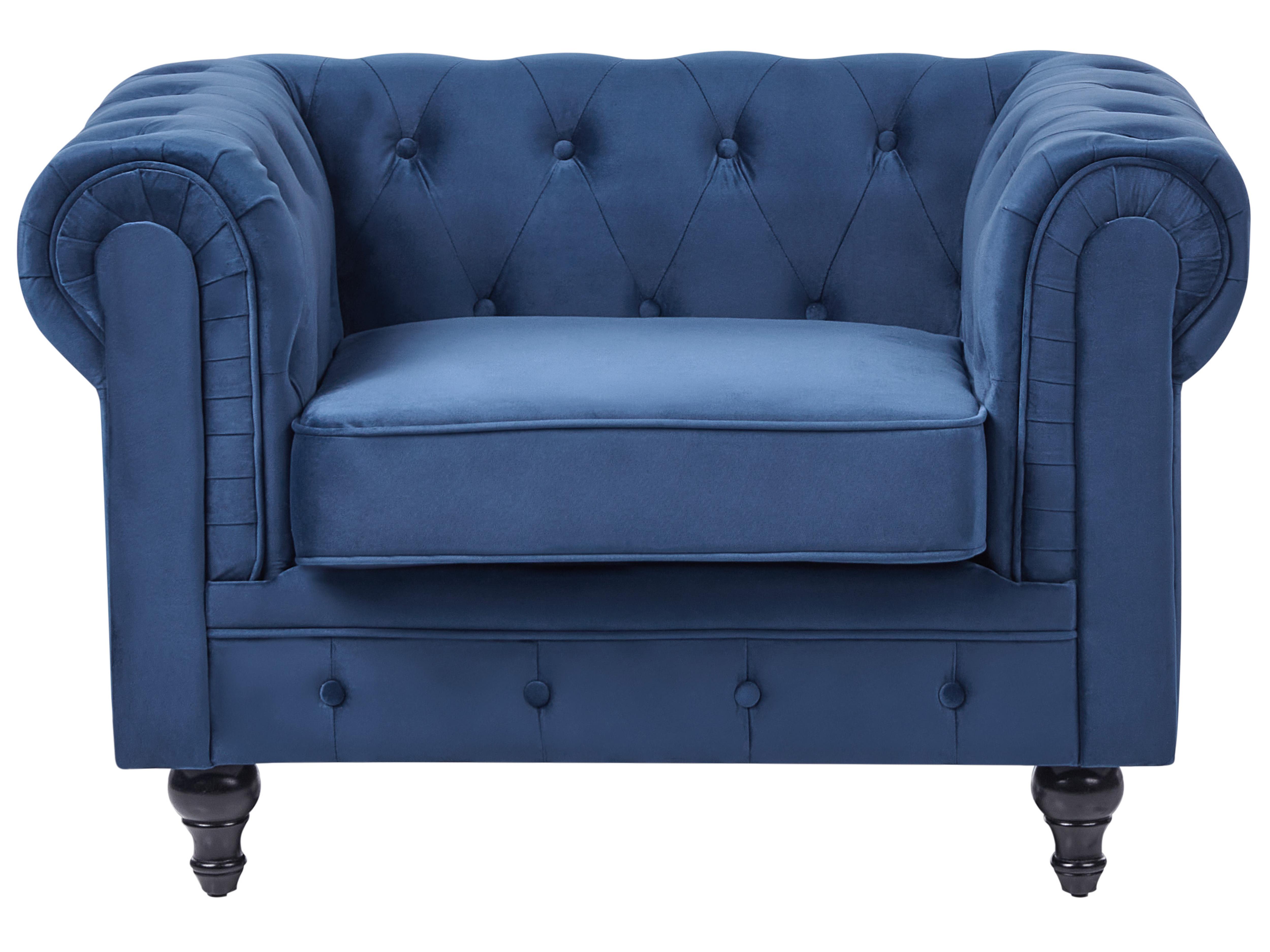 Bankenset 4-zits CHESTERFIELD Fluweel Marineblauw