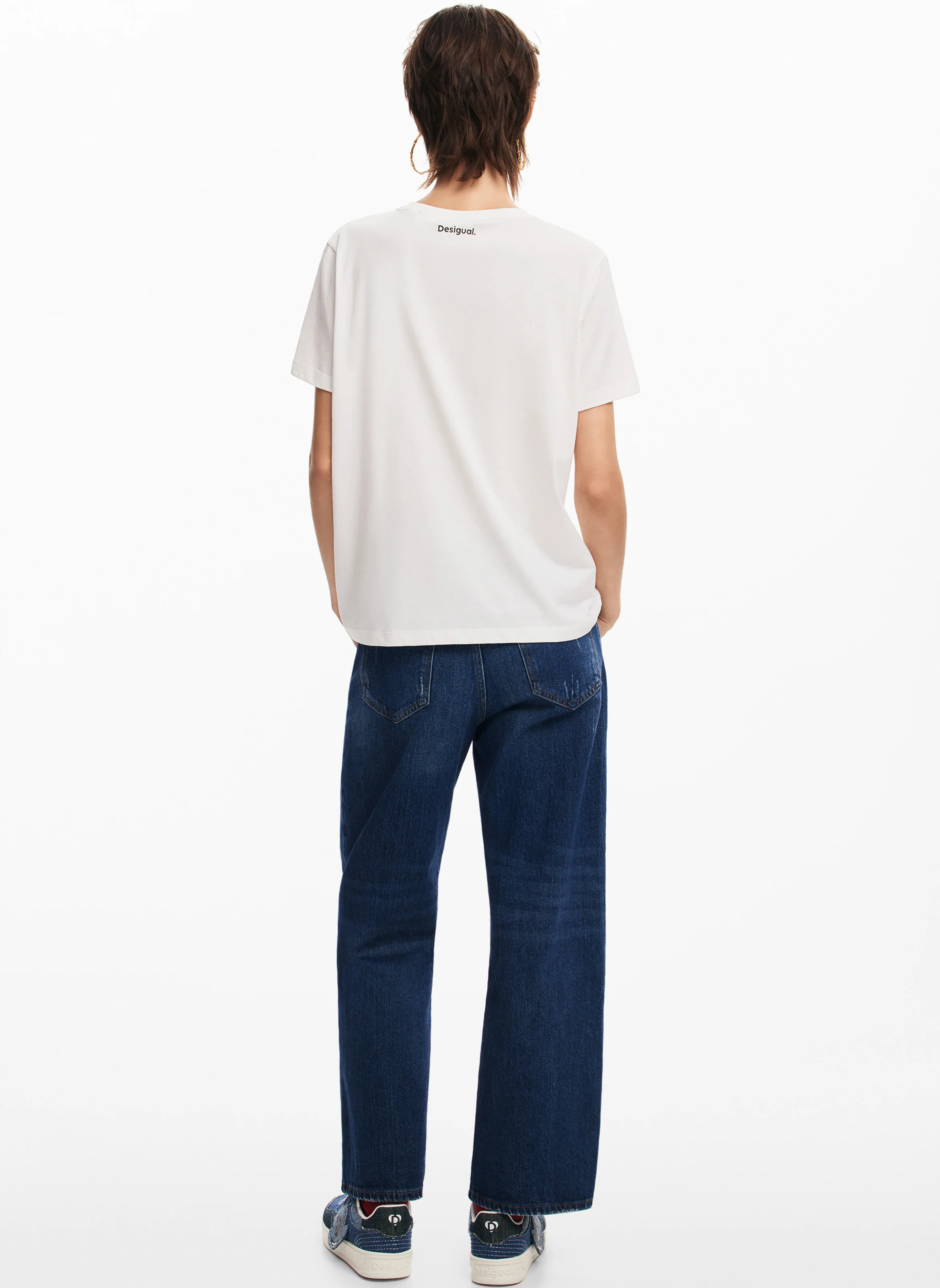 Tee-shirt col rond en coton| Blanc