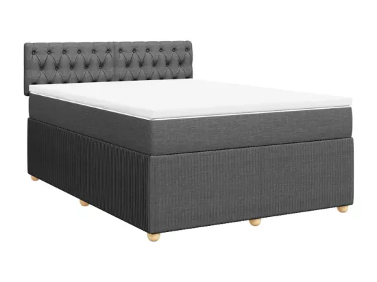 Sommier à lattes de lit avec matelas Gris foncé 140x190cm Tissu