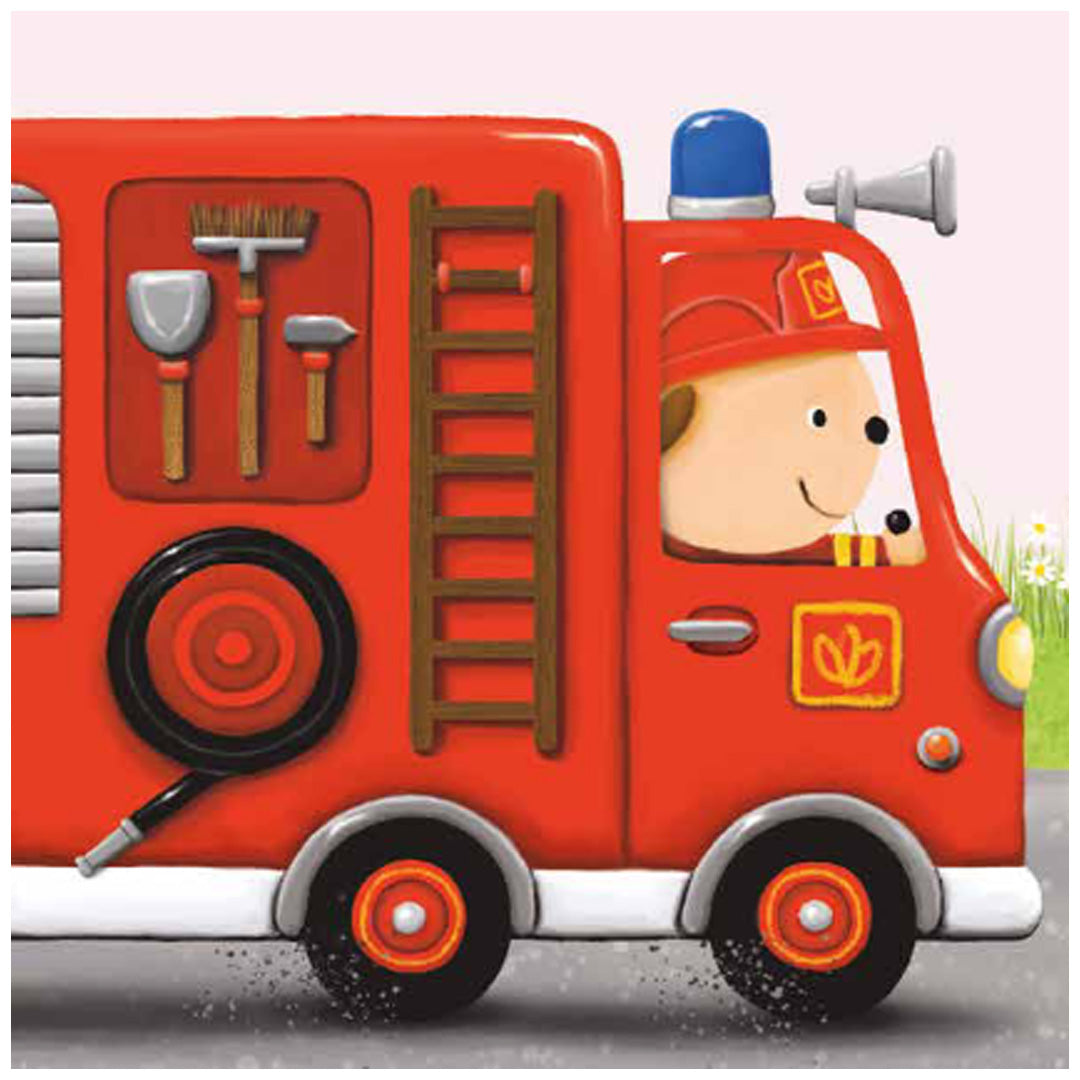 uitgeverij clavis geluidenboek dag brandweerwagen en andere voertuigen