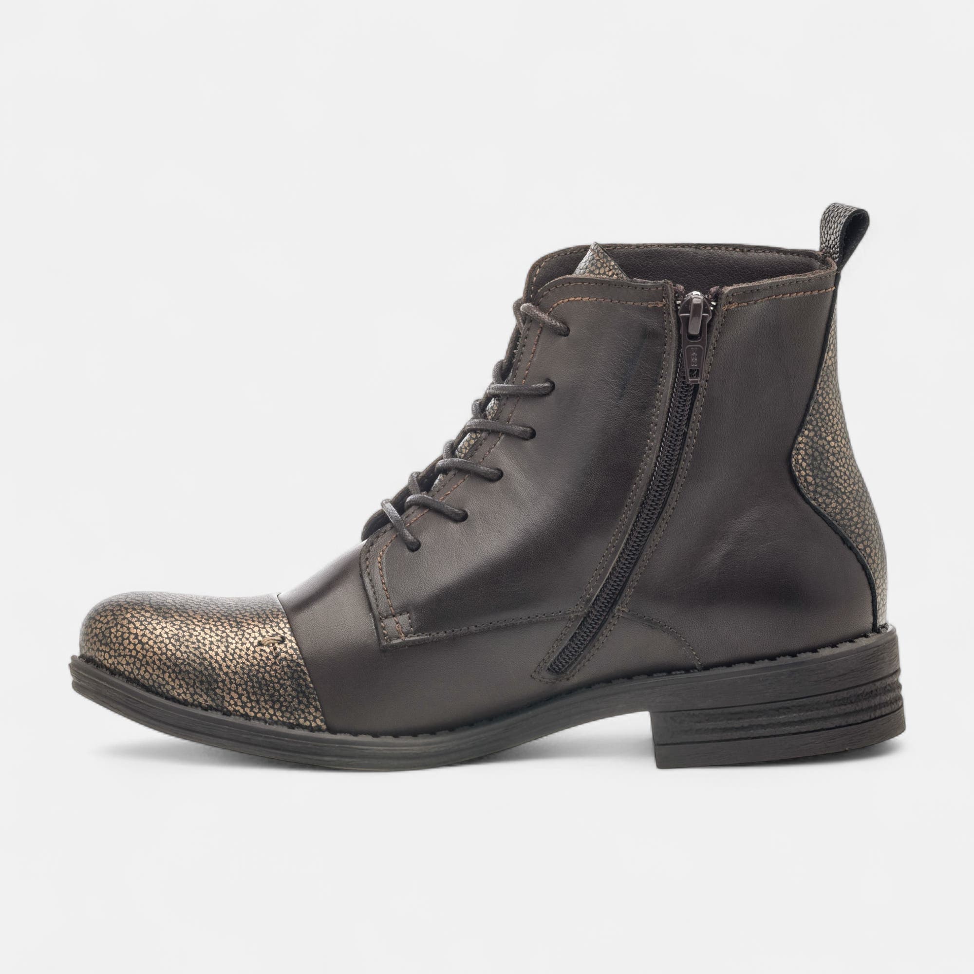 Bottines à lacets Femme en cuir marron