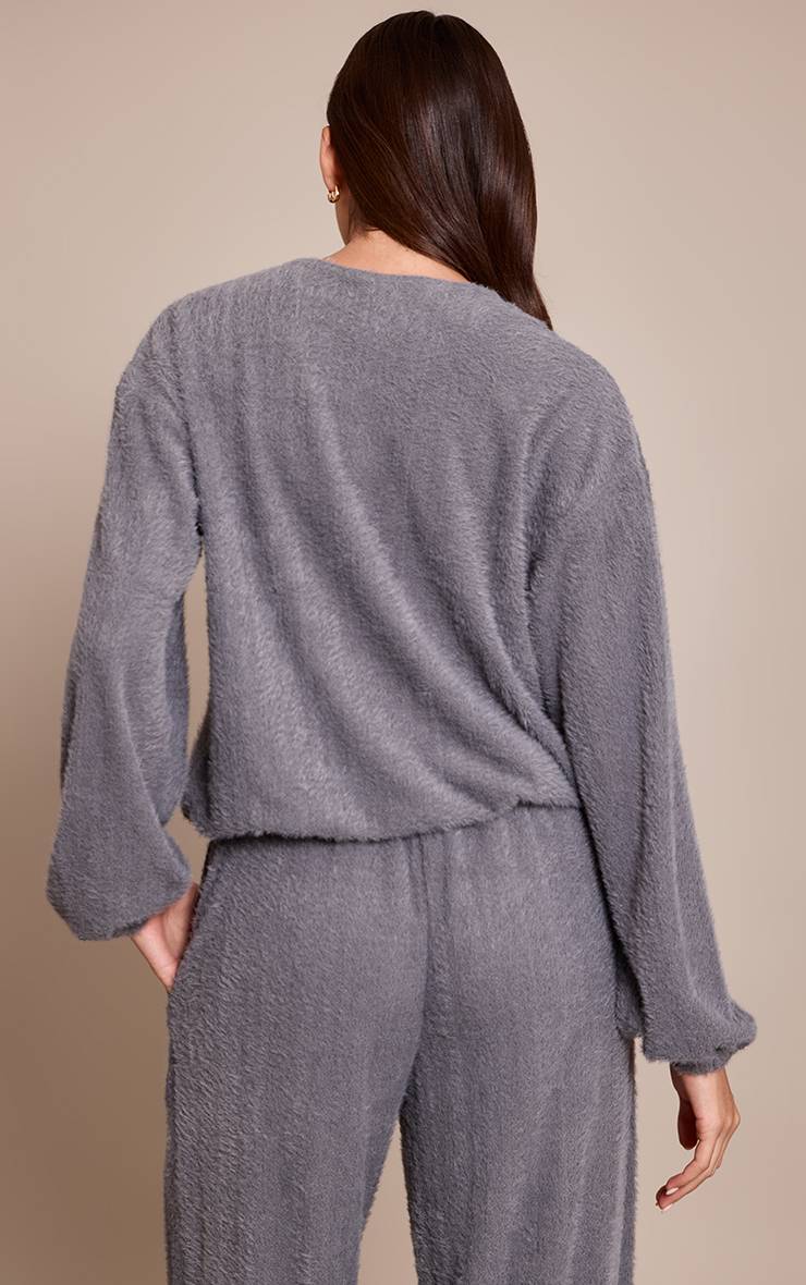 Gris Ensemble Cardigan Texturé À Manches Longues Et Boutons