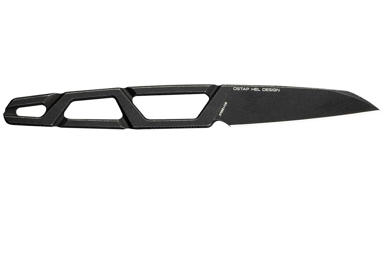 SENCUT TEXO S23095-1 Fixed Blade Neck Knife Skeletonized One-Piece, Blackwashed, nekmes, kydex schede