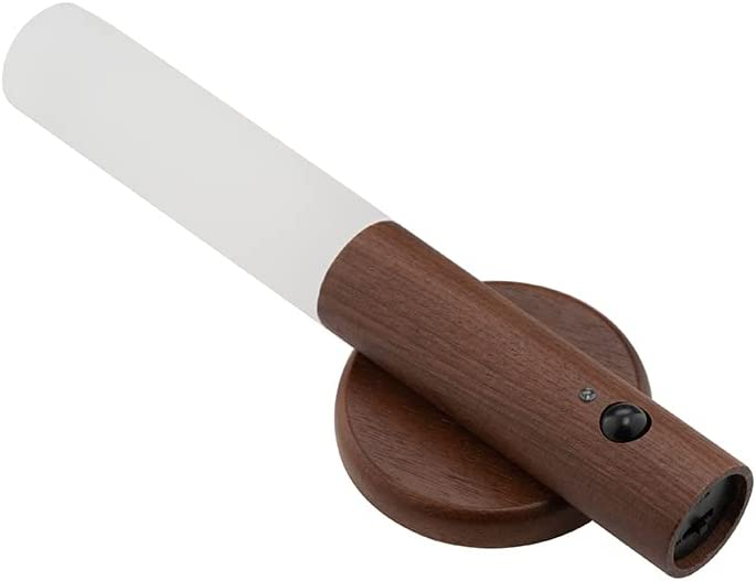 Magnetische Holz LED Wandleuchte Abnehmbares USB Nachtlicht Flur Beleuchtung mit Bewegungssensor - Dunkelbraun