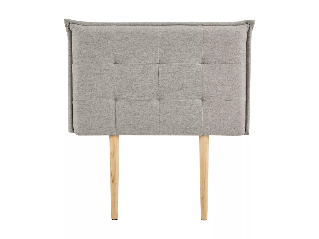 Tête de lit JALEYA 90 capitonnée, En tissu rembourré, Pieds en bois, Design élégant, Pour lits 90 cm, Gris
