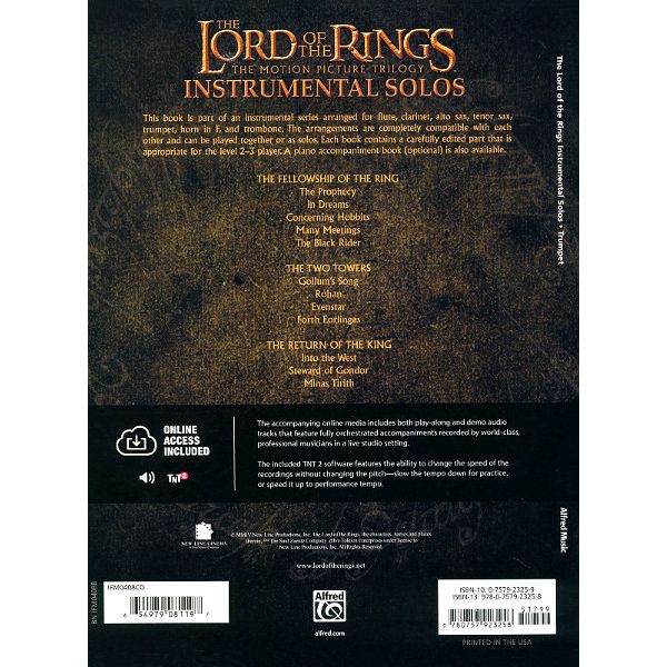 Alfred Music Publishing Lord Of The Rings 1-3 Trumpet