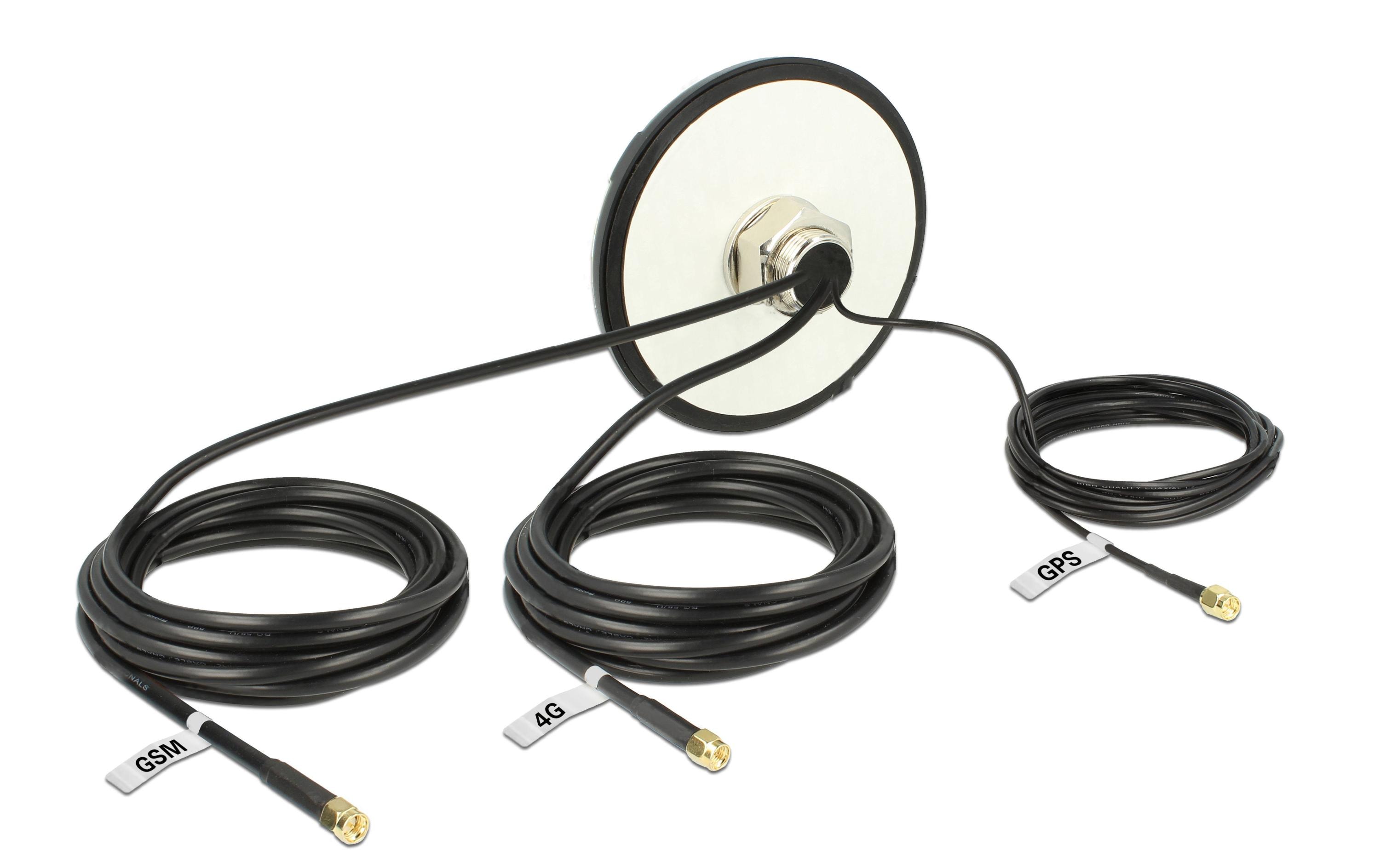 LTE-Antenne LTE&GSM&GPS support SMA 2 dBi RundstrahlDelock Multiband LTE UMTS GSM GPS Antenne 3 x SMA Stecker omnidirektional Dachmontage schwarz outdoor