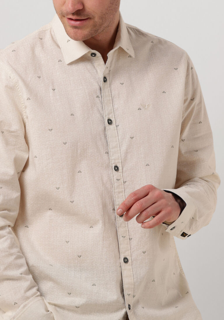 PME LEGEND beige pme legend casual overhemd long sleeve shirt print on ctn slub
