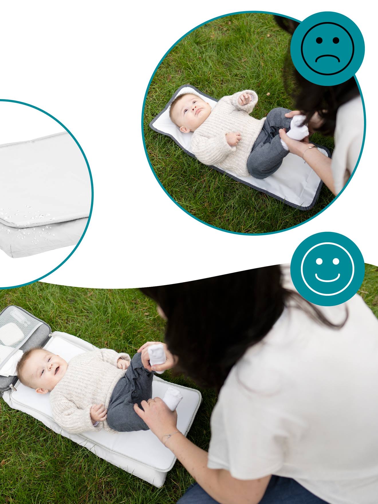 Trocador portátil BABYMOOV Nomadcare, branco claro liso