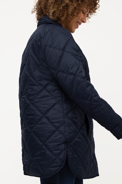 Steppjacke, dekoratives Futter, Hemdkragen, Saumschlitze