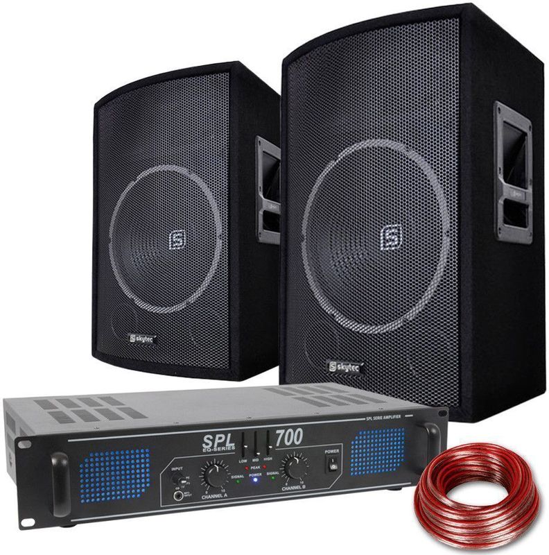 SkyTec - DJ Luidspreker en Versterker Combinatie - 700W - PA Set