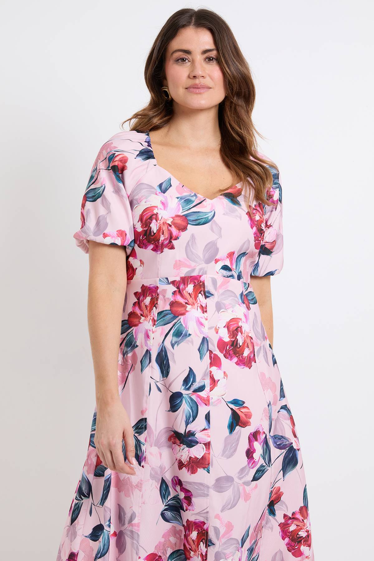 Wallis Robe Midi En Twill Ottoman À Motif Floral