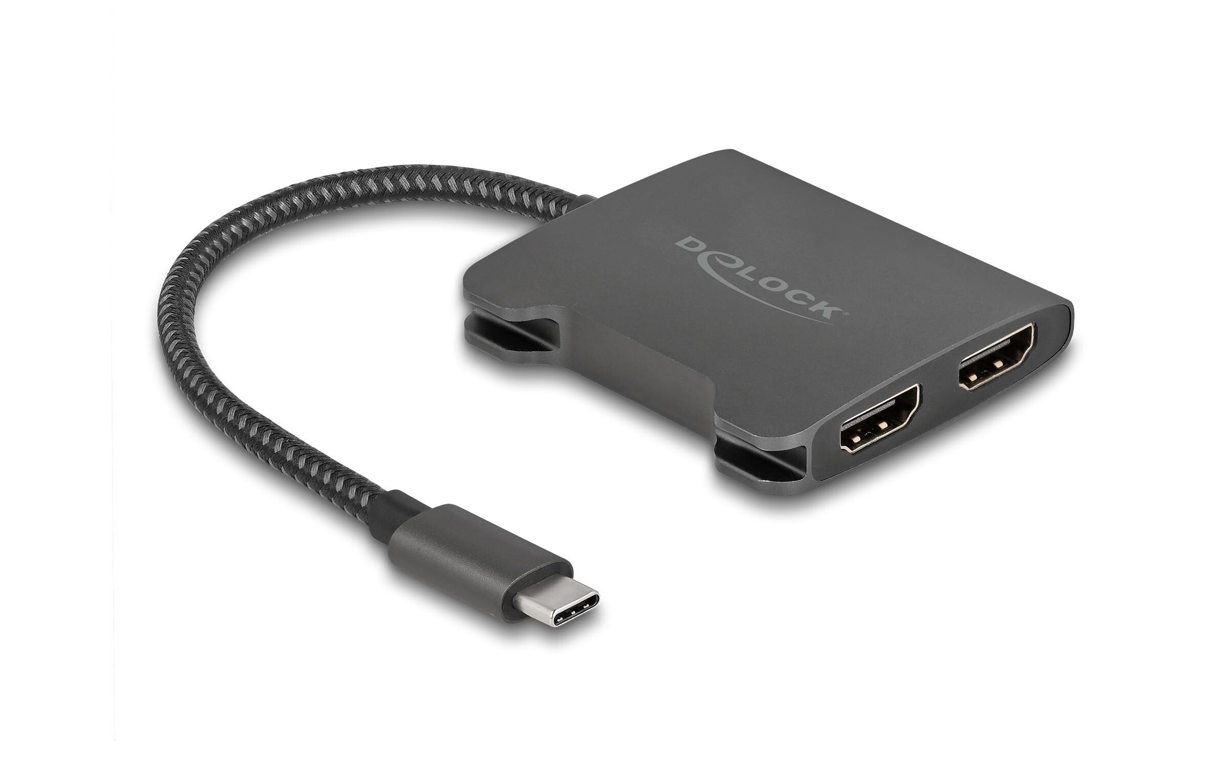 Adapter 4K 60Hz, schwarz USB Type-C - HDMIDelock USB Type-C Splitter (DP Alt Mode) zu 2 x HDMI MST 4K 60 Hz
