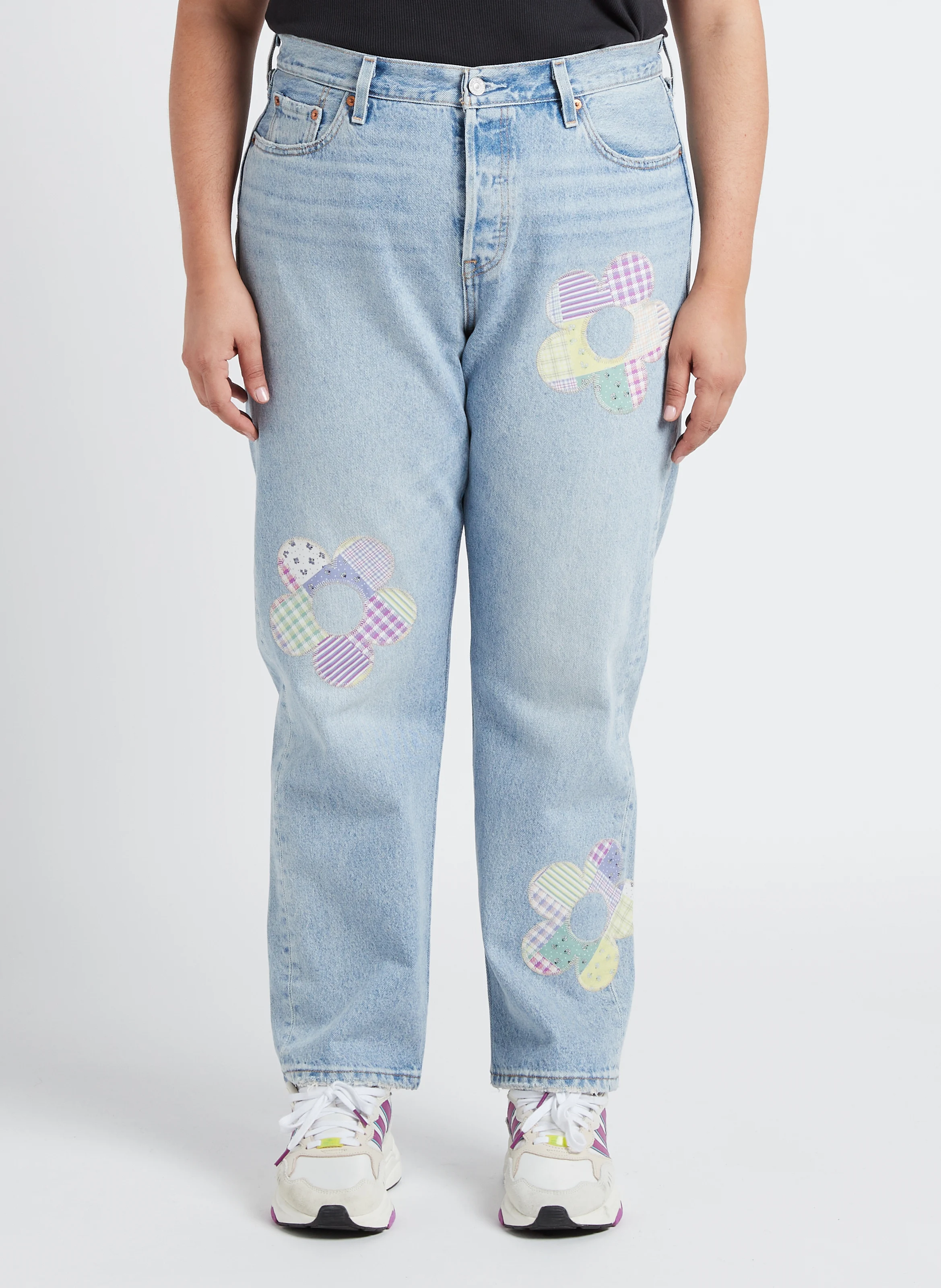 PL 501 JEANS FOR WOMEN - Jean droit délavé en coton mélangé | Jean Délavé