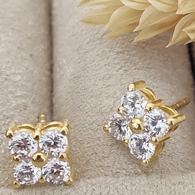 Boucles d'oreilles - Argent 925/000 plaqué or & zircon