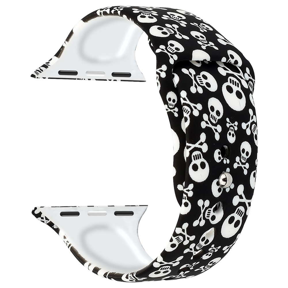 Apple Watch (42/41/40/38 mm) Silikon Sport Armband (Gelenkumfang 157 - 197mm) - Totenköpfe