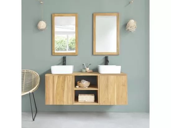 Meuble de salle de bain en teck massif massif 135 cm