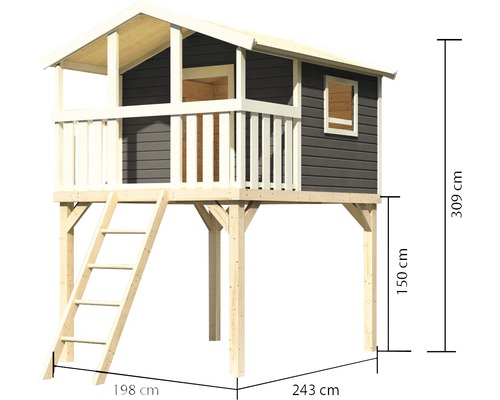 AKUBI Benjamin paalwoning, hout, terragrijs
