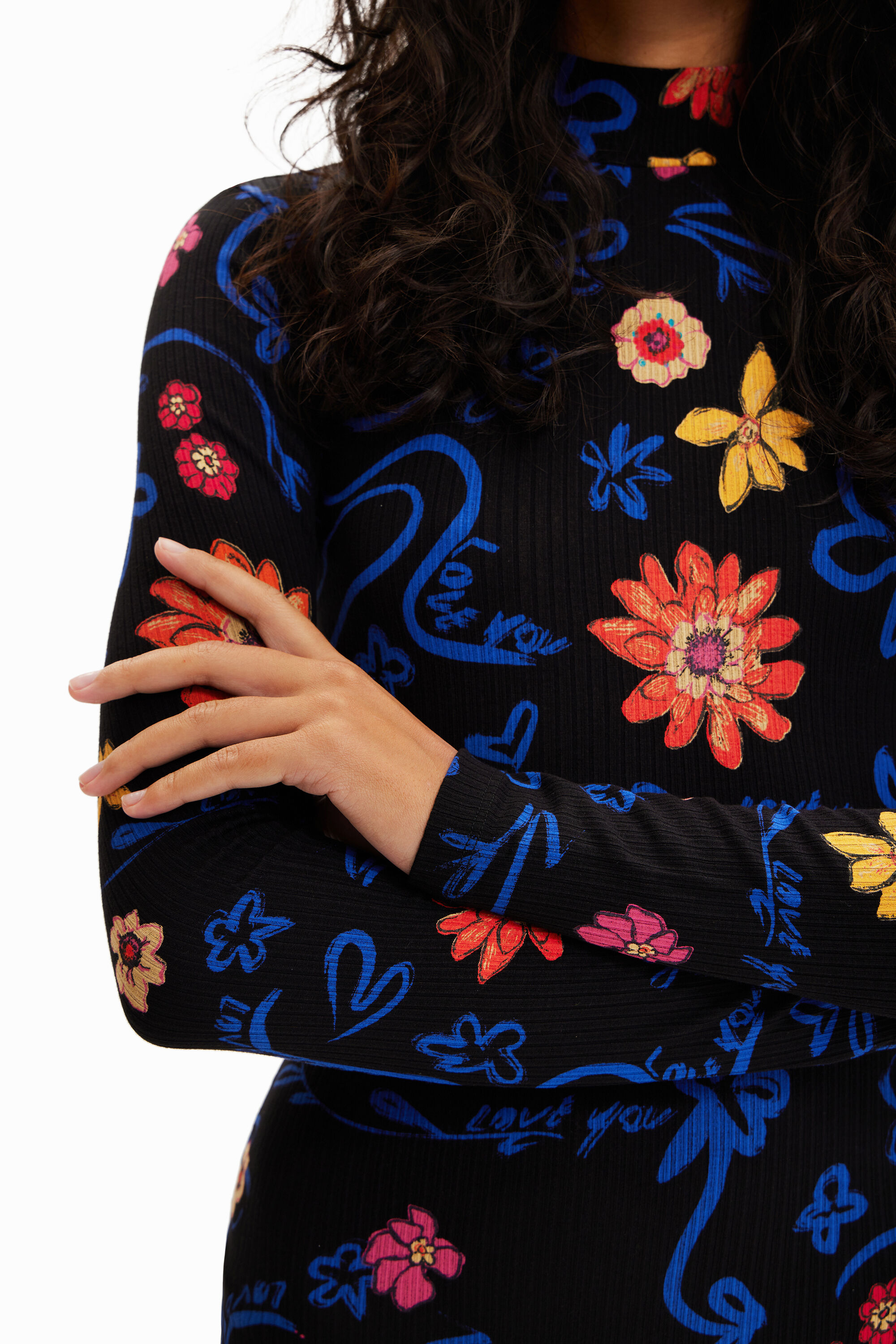 Robe midi ajustée fleurs