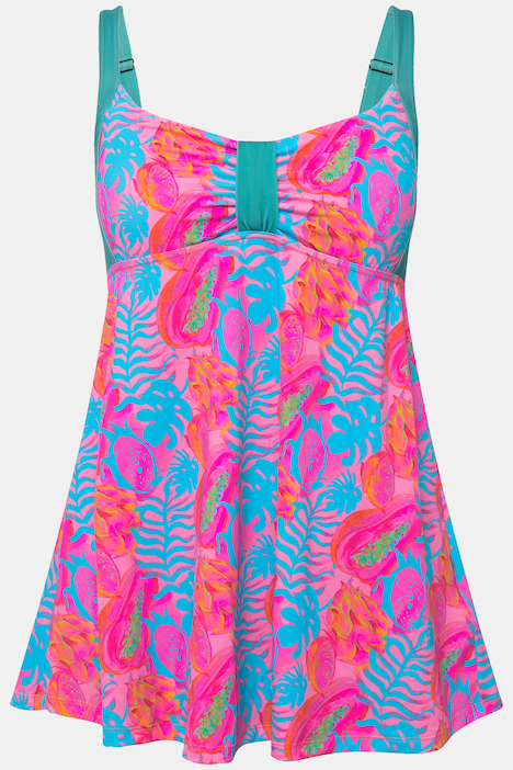 Badekleid, Neon-Blätterdruck, Softcups, Powermesh-Futter