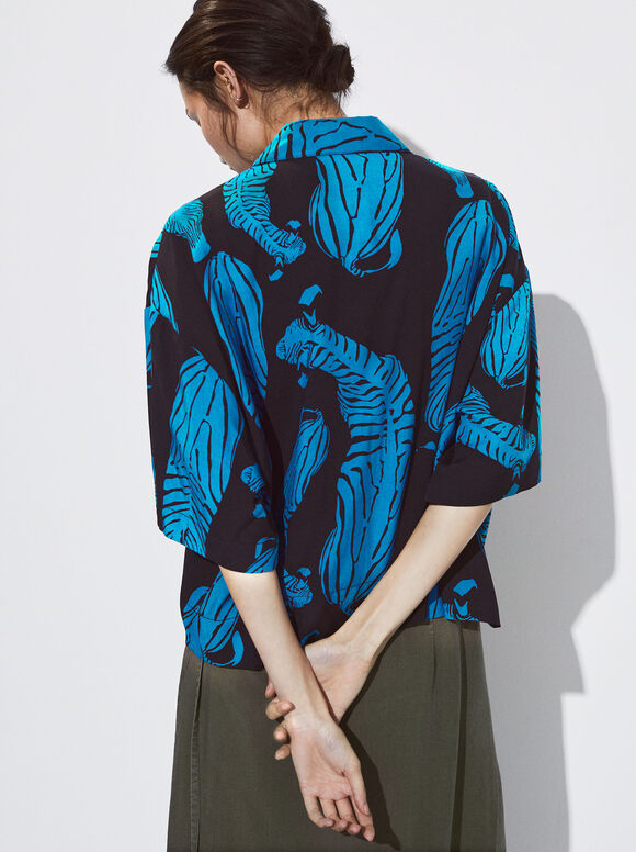 Camisa com estampa de zebra - Multicor