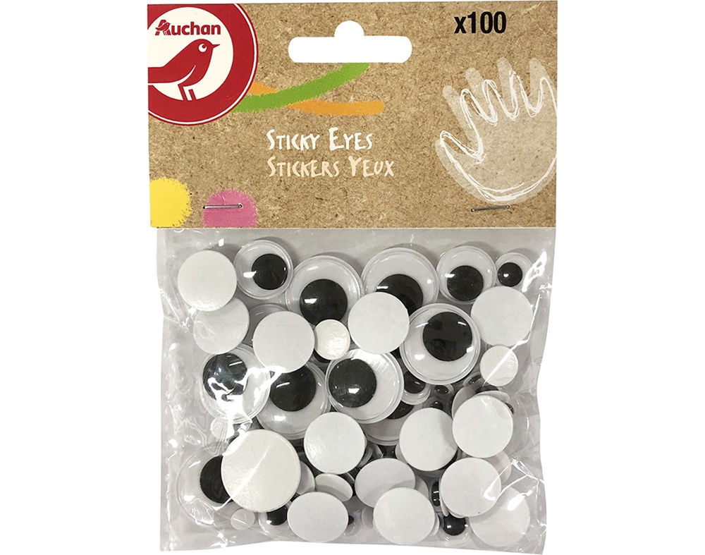 CONJUNTO DE SORTIDO DE OLHOS AUCHAN 3 TAMANHOS 100 UNIDADES