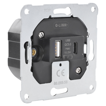 Q-LINK Inbouw basiselement USB-A   USB-C