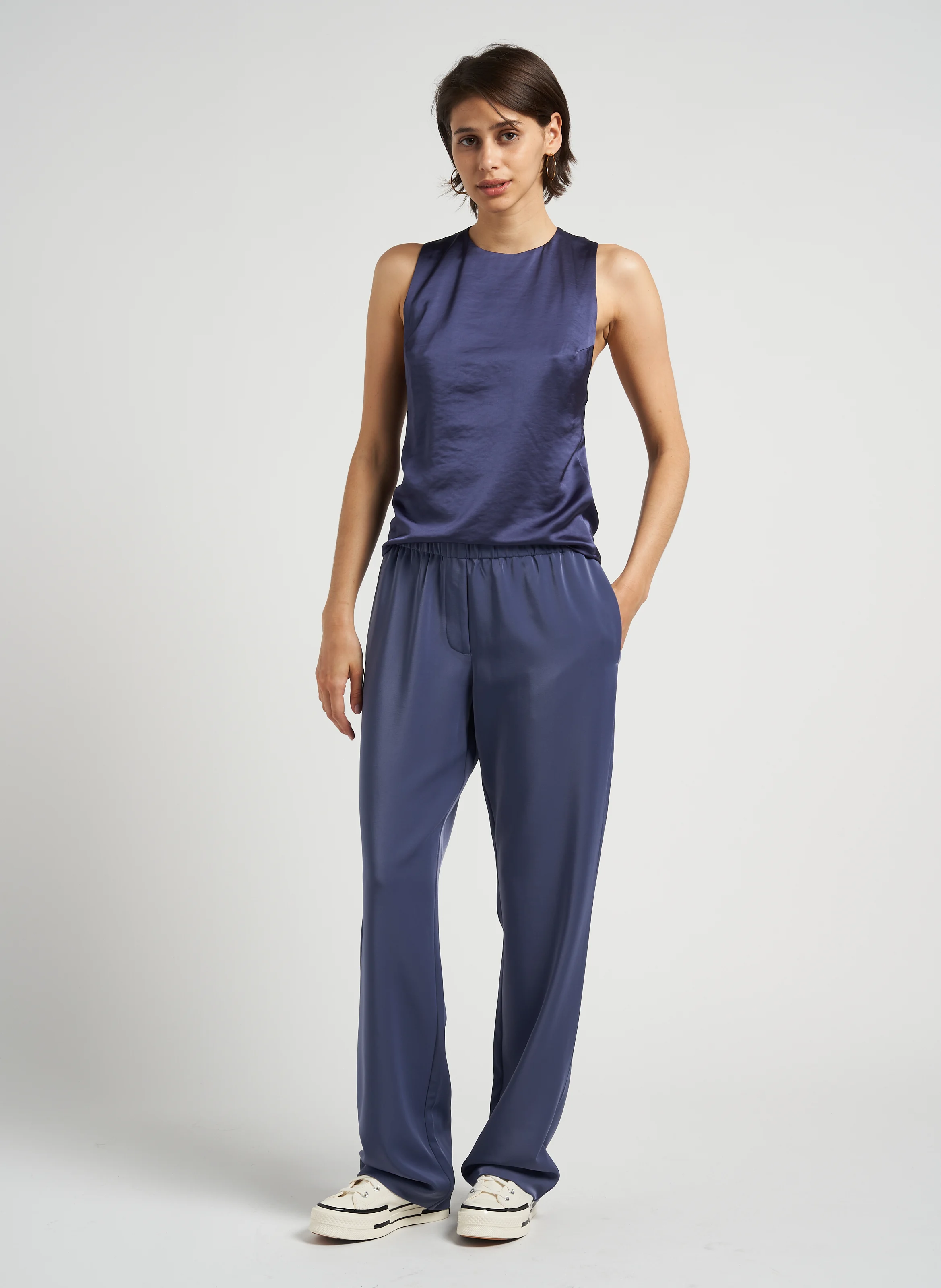 ELLIE - Top col rond| Bleu