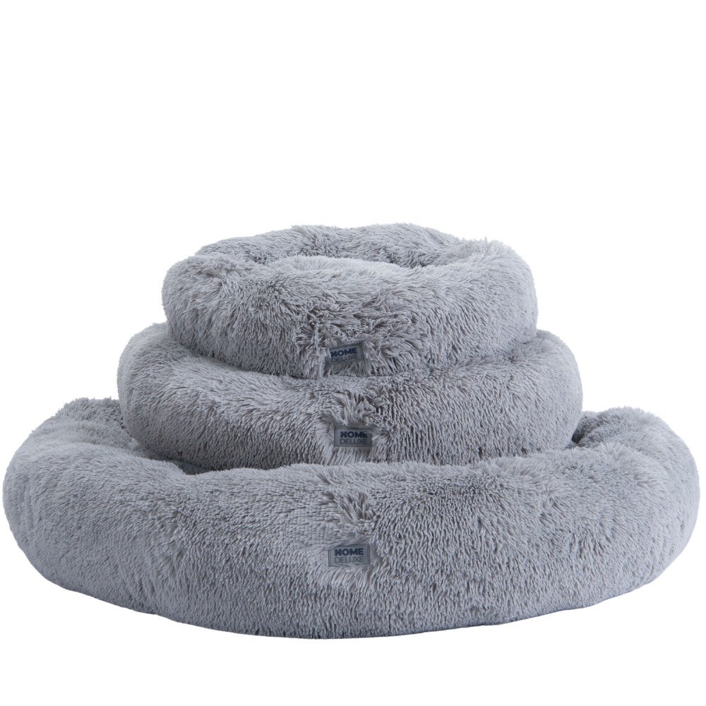 Home Deluxe - MUFFIN Huisdierbed - Afmetingen: 60 x 60 x 14 cm, Kleur: Grijs, incl. deken, katoenen vulling, wasbare hoes, antislip & waterdicht | Hondenbed, hondenkussen, kattenbed