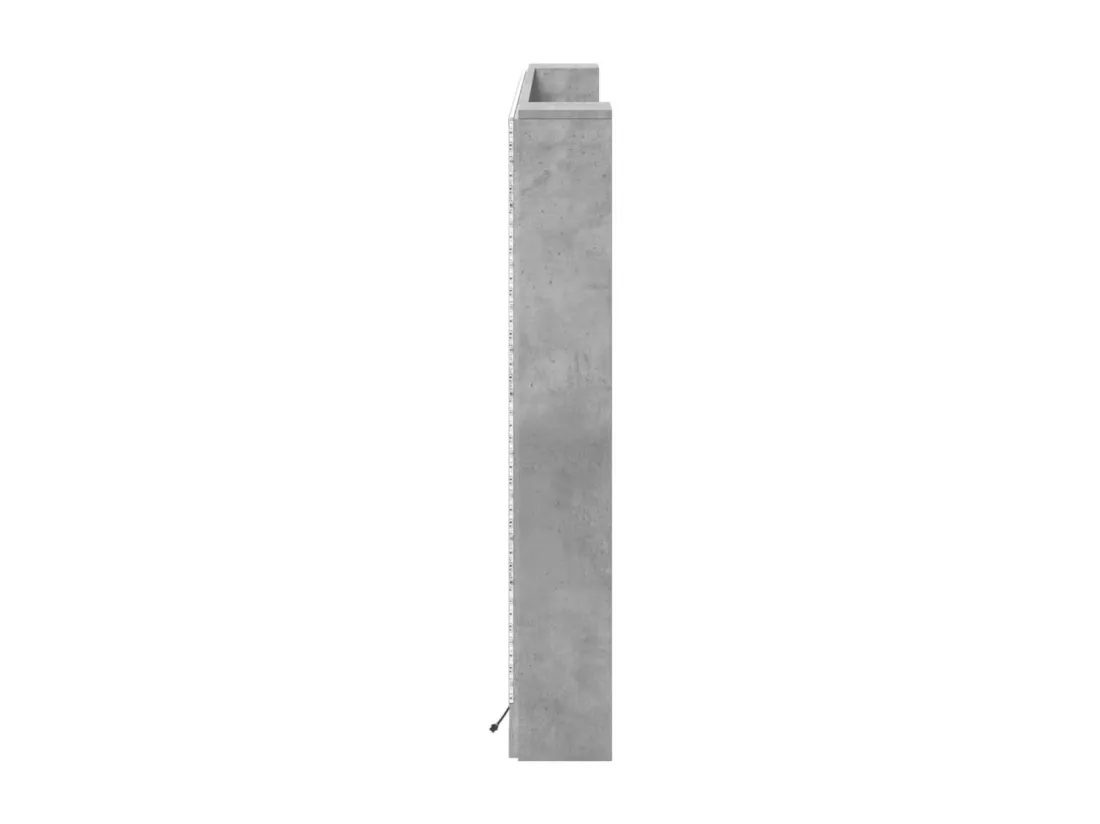 Armoire tête de lit avec LED gris béton 160x16,5x103,5 cm