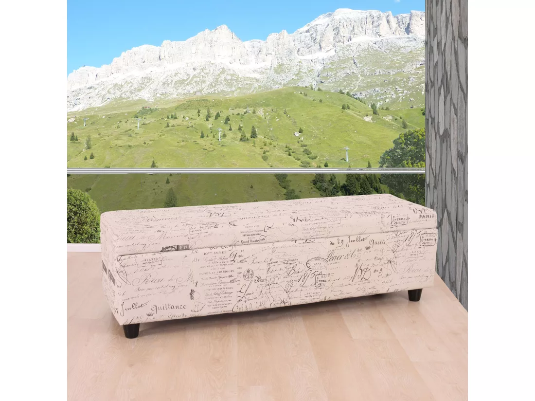 Coffre de rangement Kriens, crème / jacquard noir