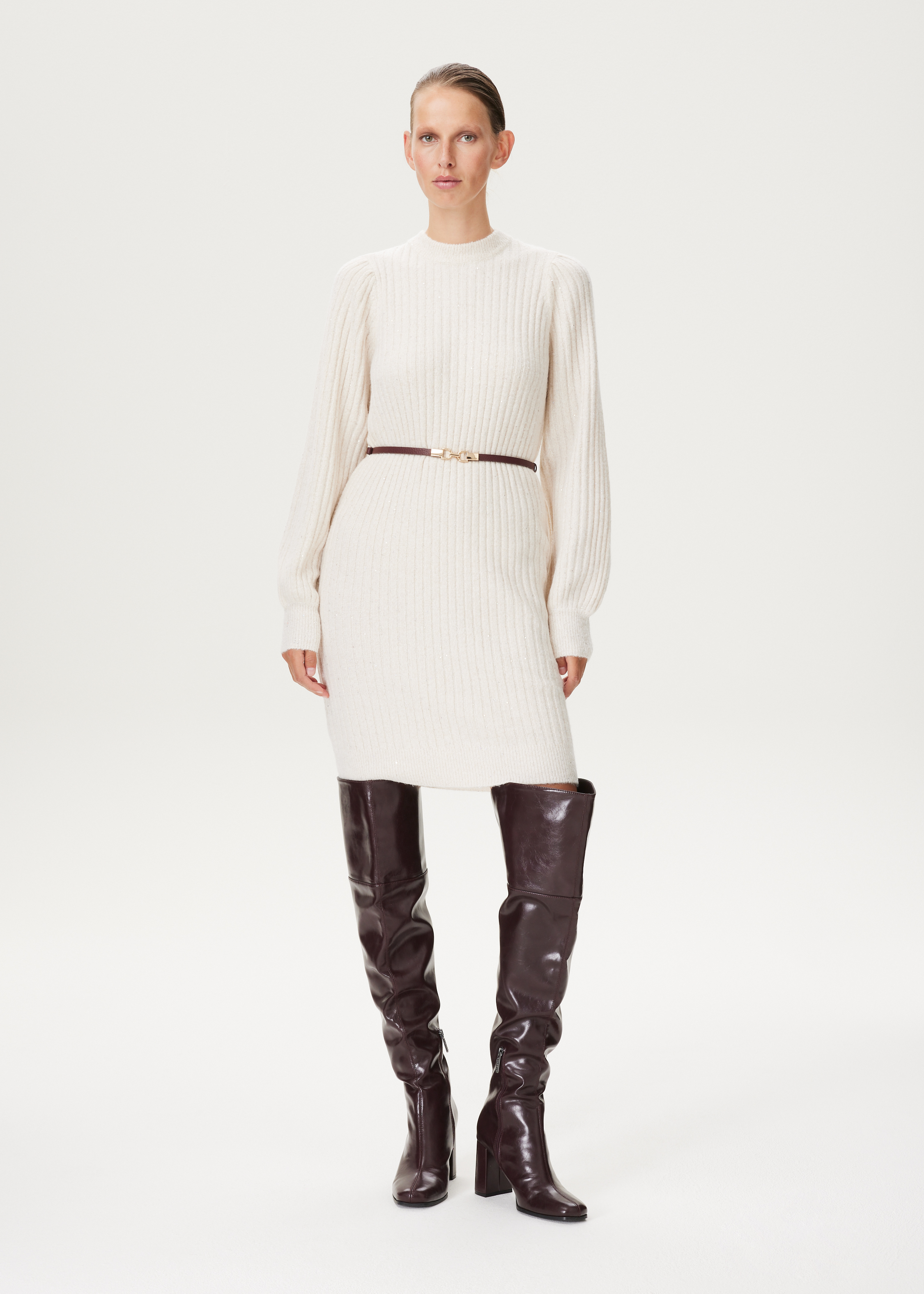 Ribgebreide jurk met glitter
