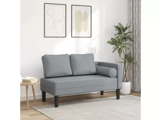 Prolenta Premium - Chaise longue avec coussins gris clair tissu