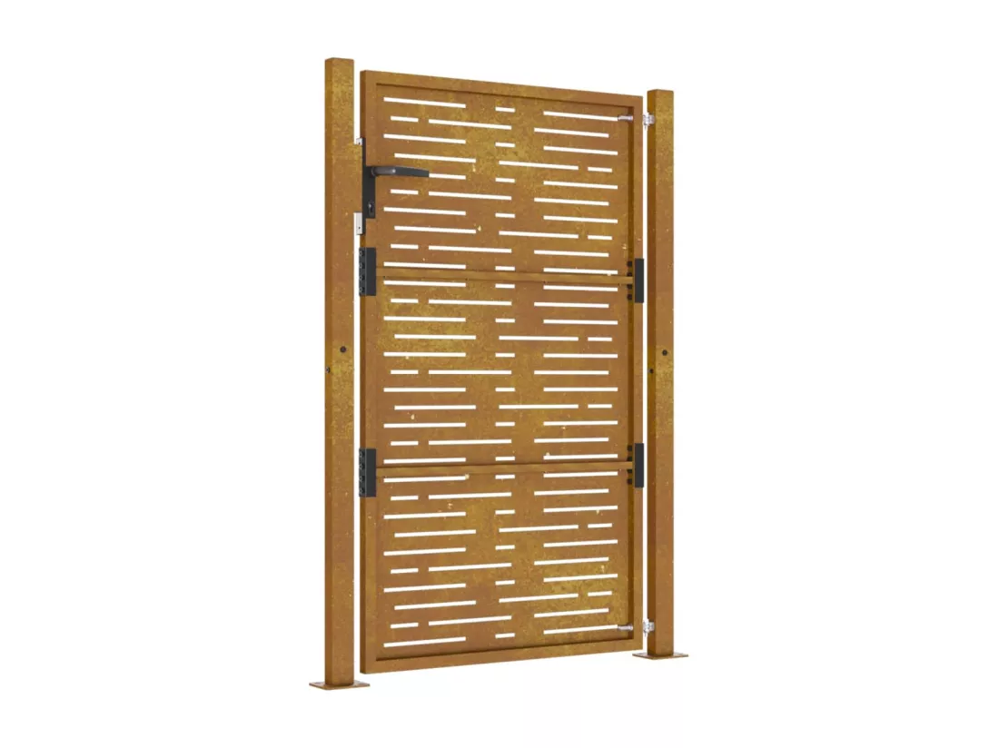 Portail de jardin 105x155 cm acier corten conception de carré