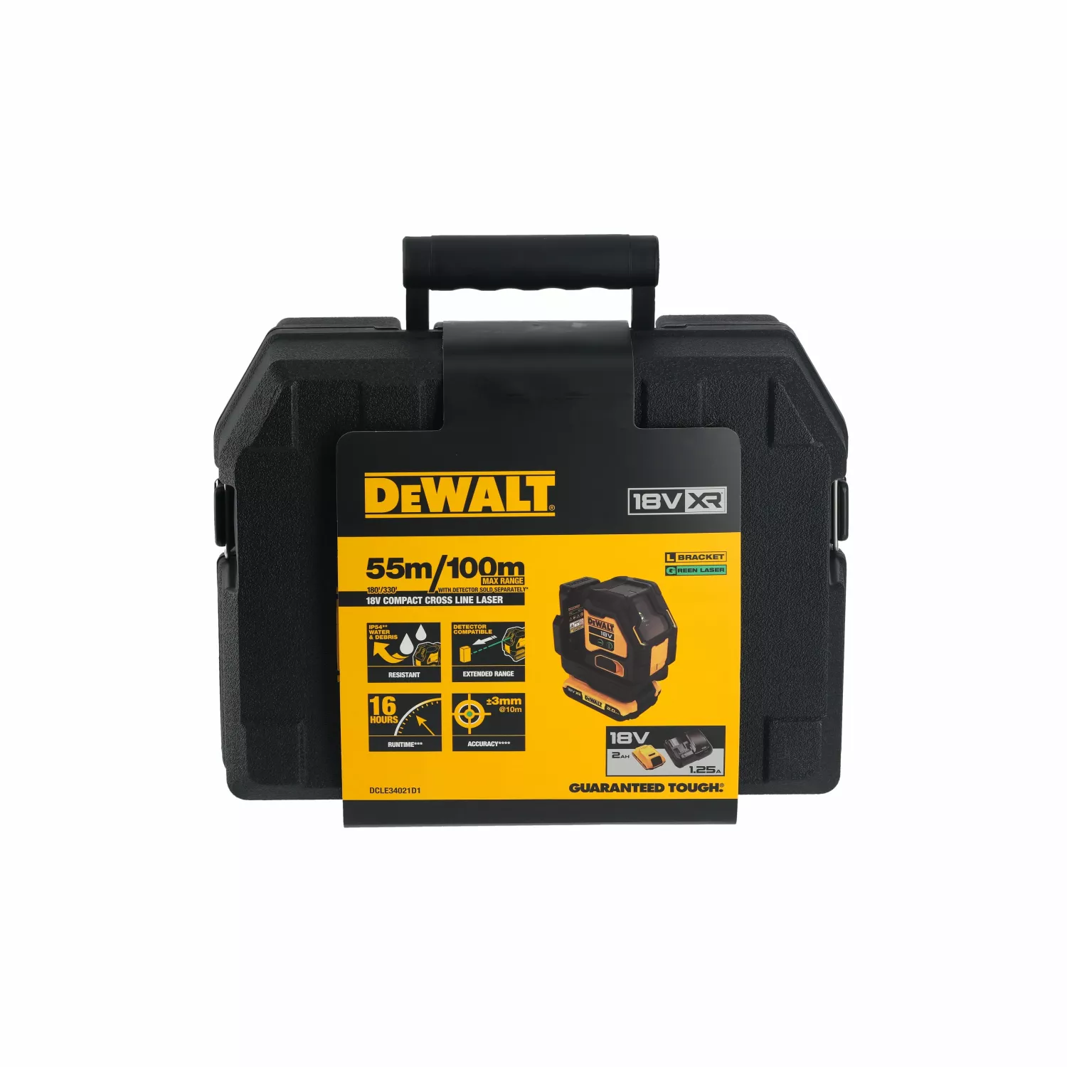 DeWALT DCLE34021D1 18V Kruislijnlaser set in koffer - Groen - 2x 55m - 2 lijnen - IP54