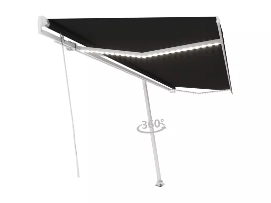Auvent manuel rétractable avec LED 500x300 cm Anthracite