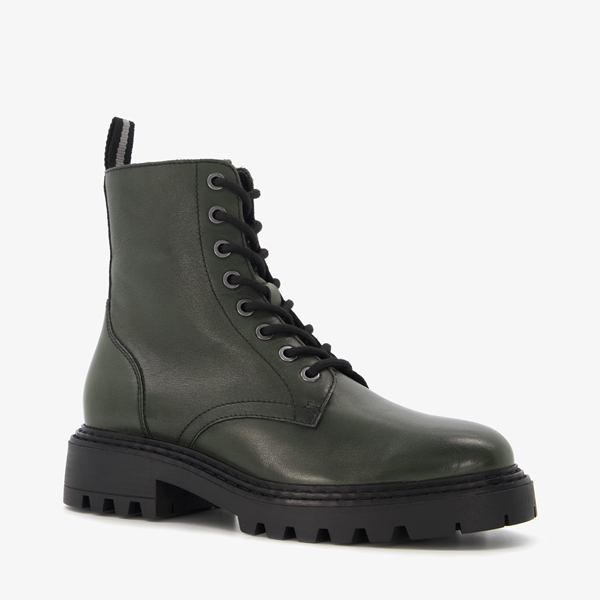 Harper leren dames veterboots groen