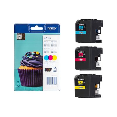 Brother LC123 - Pack de 3 - cyan, magenta, jaune - cartouche d'encre originale