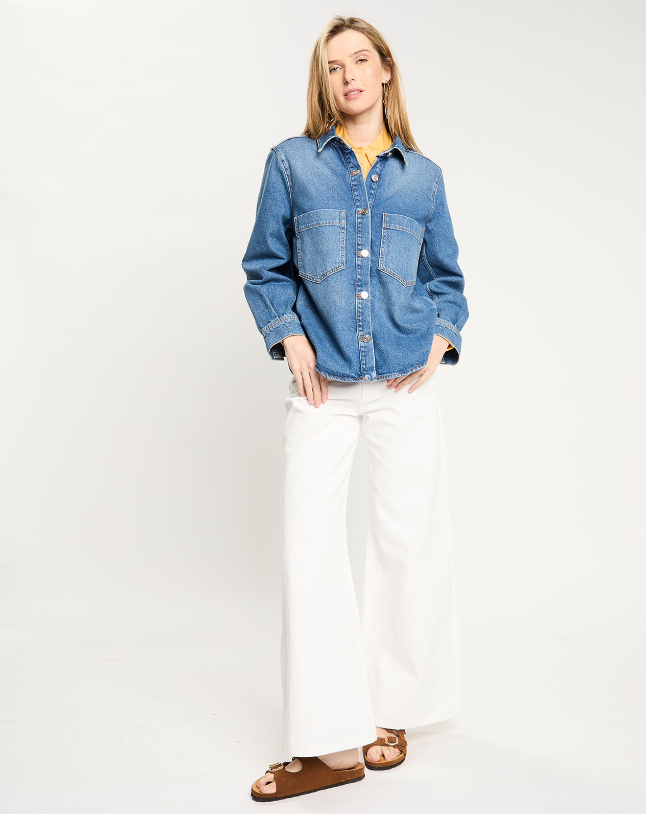 Scotch & Soda Veste en Jean à franges bleue