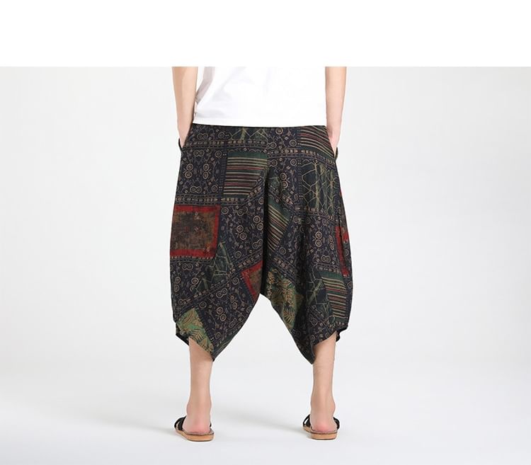 Lefitt - Capri harembroek met trekkoordtaille en patroon