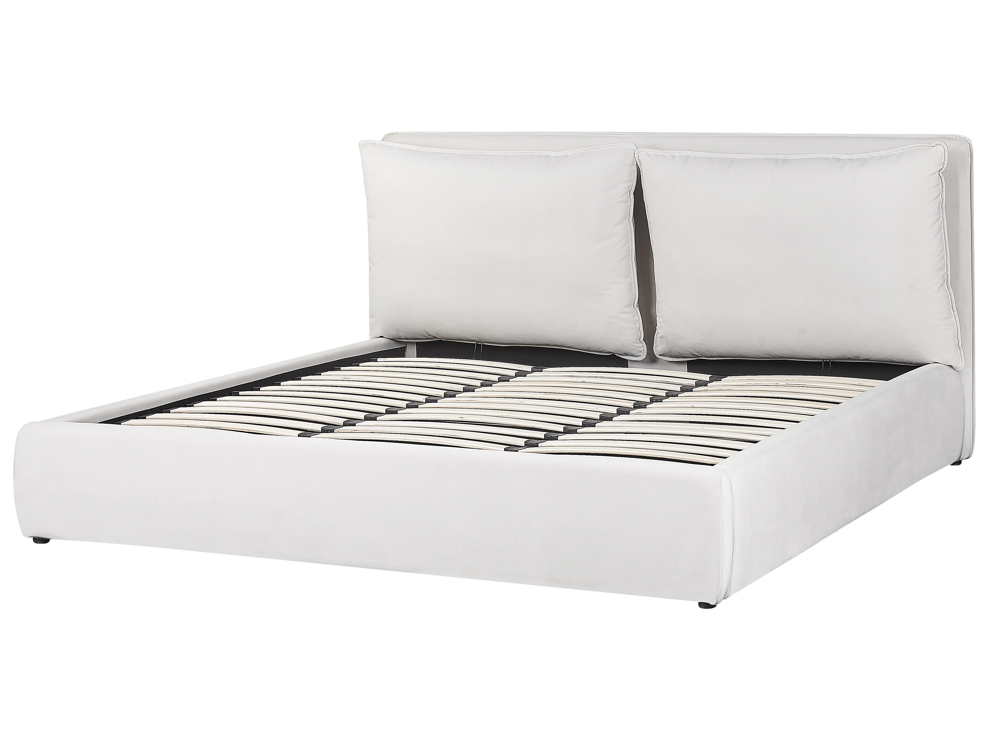 Bed met opbergruimte Fluweel BAJONNA 180 x 200 cm Gebroken wit