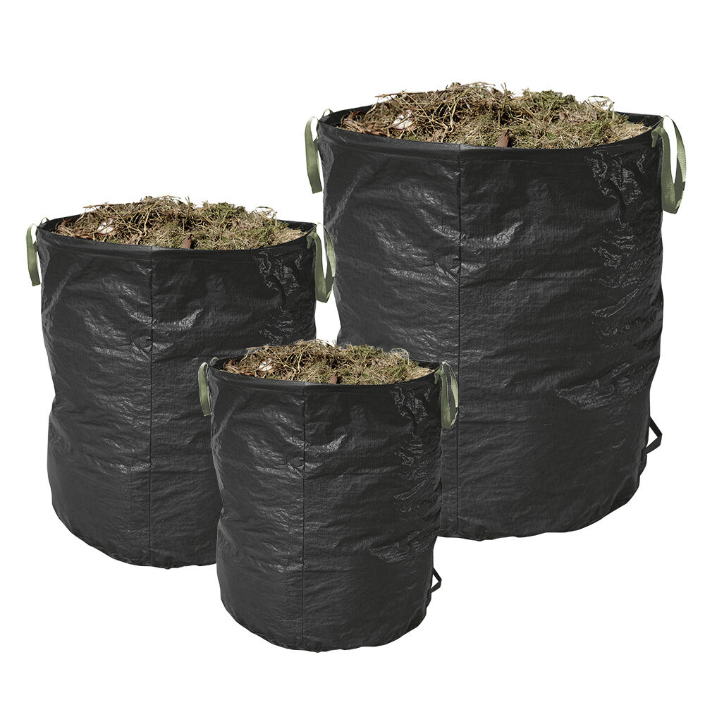 Sac de jardin vert avec poignées 70/100/170L x3