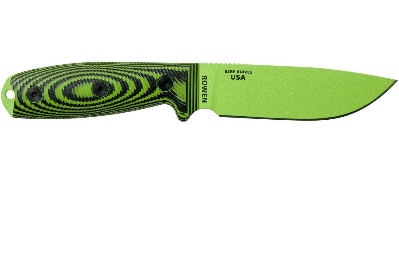 ESEE Model 4 Venom Green Blade 3D Neon Green-Black G10 survivalmes 4PVG-007 zwarte schede   riemclip