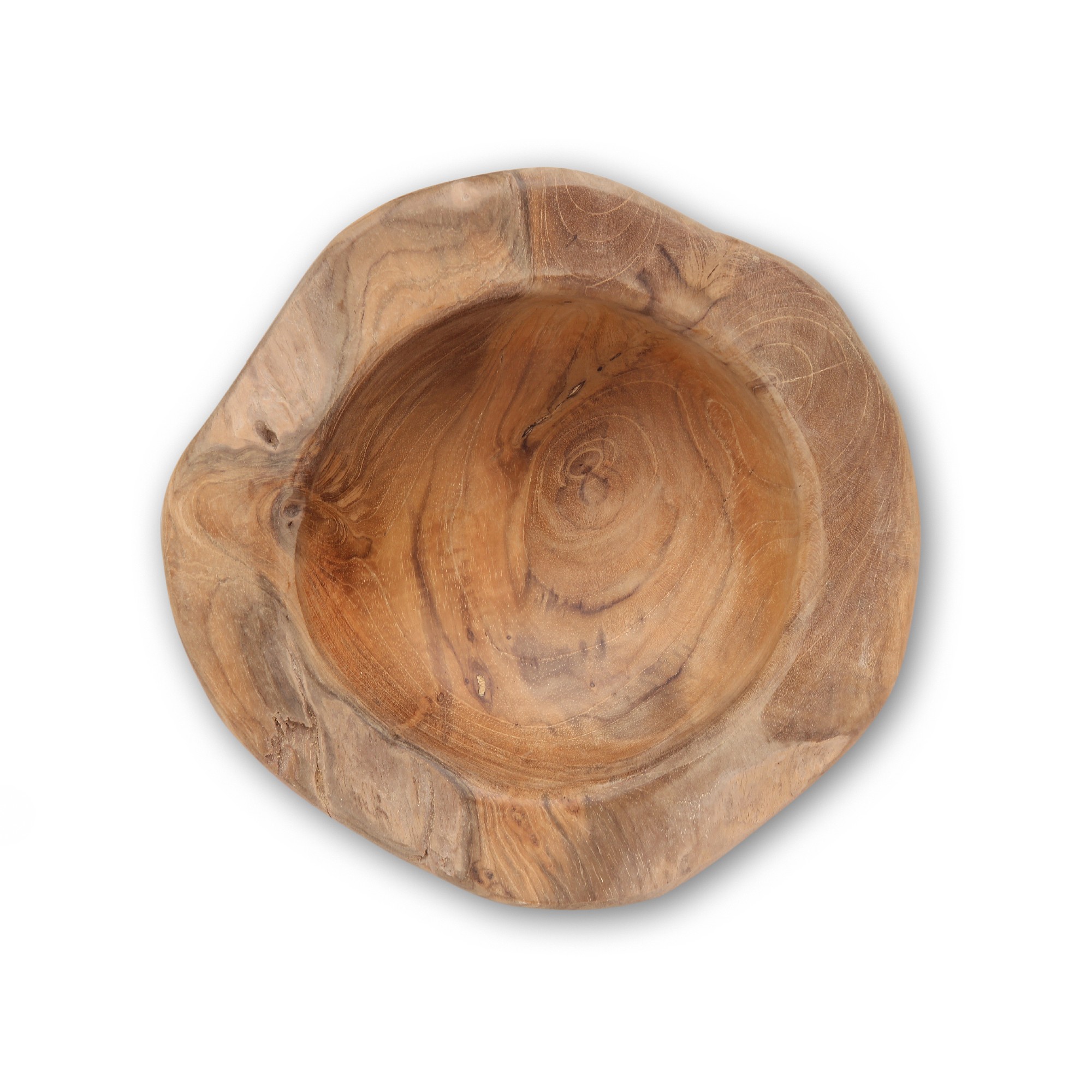 Holzschale aus Restholz, Teak, Ø min. 20 cm, H ca. 5 cm von fischer's lagerhaus